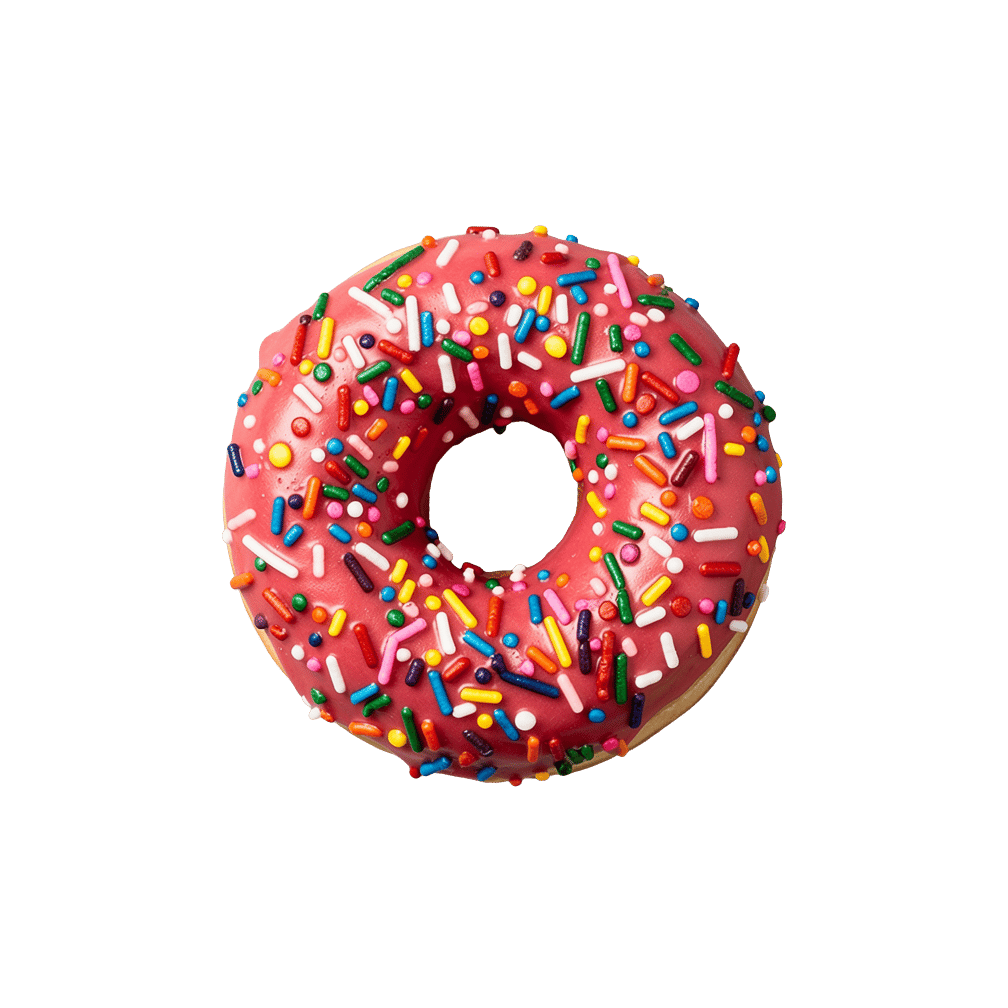 Strawberry glazed doughnut with sprinkles