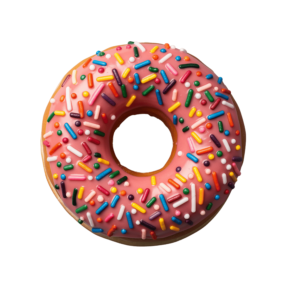 Strawberry glazed doughnut with rainbow sprinkles