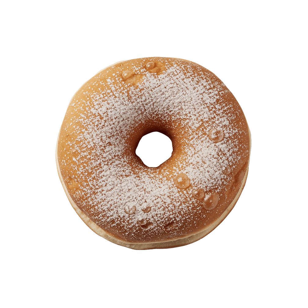Powdered sugar filled doughnut